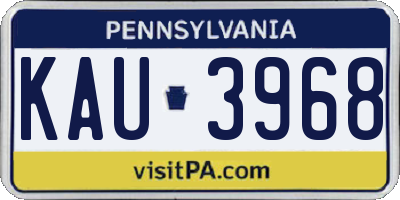 PA license plate KAU3968