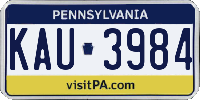 PA license plate KAU3984