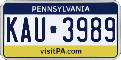 PA license plate KAU3989