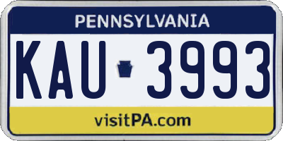 PA license plate KAU3993