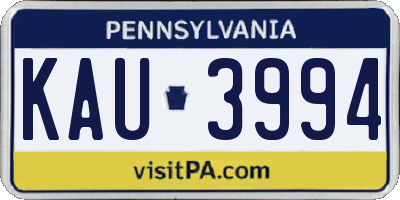 PA license plate KAU3994