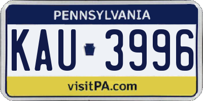 PA license plate KAU3996