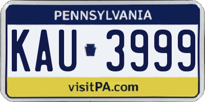 PA license plate KAU3999