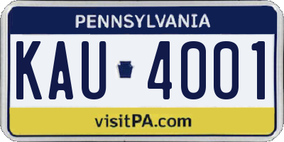 PA license plate KAU4001