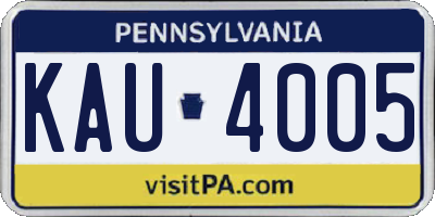 PA license plate KAU4005