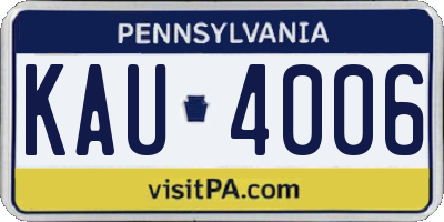 PA license plate KAU4006