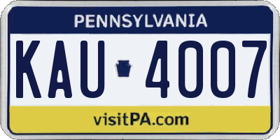 PA license plate KAU4007