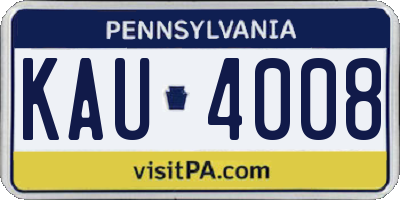 PA license plate KAU4008