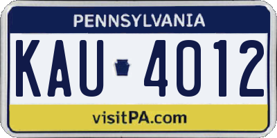 PA license plate KAU4012