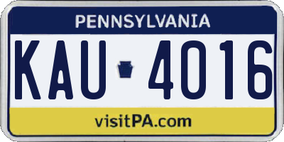 PA license plate KAU4016