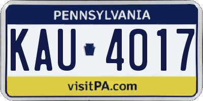 PA license plate KAU4017