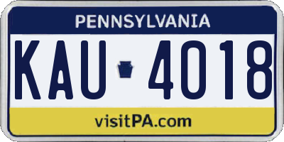 PA license plate KAU4018