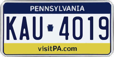 PA license plate KAU4019
