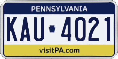 PA license plate KAU4021