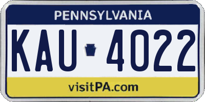 PA license plate KAU4022