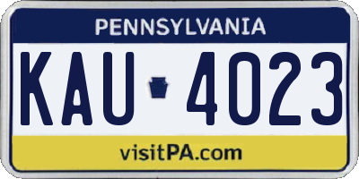 PA license plate KAU4023