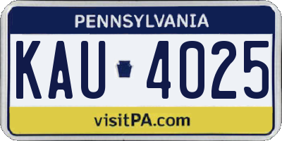 PA license plate KAU4025