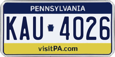 PA license plate KAU4026