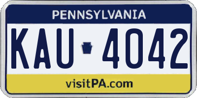 PA license plate KAU4042