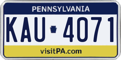 PA license plate KAU4071