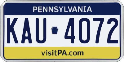 PA license plate KAU4072