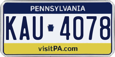 PA license plate KAU4078