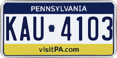 PA license plate KAU4103