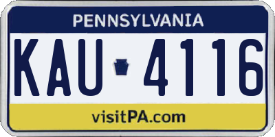 PA license plate KAU4116