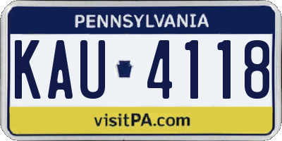 PA license plate KAU4118