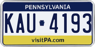 PA license plate KAU4193