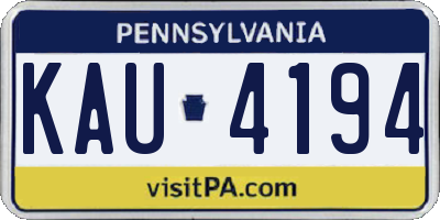 PA license plate KAU4194