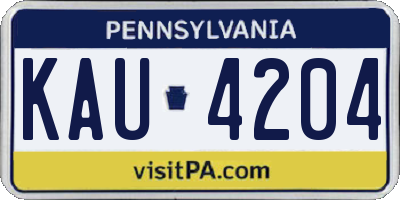 PA license plate KAU4204