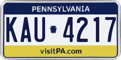 PA license plate KAU4217