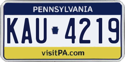 PA license plate KAU4219