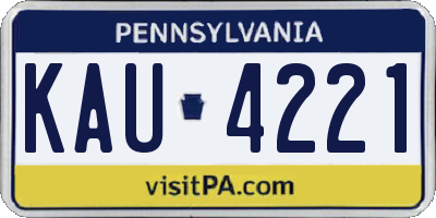 PA license plate KAU4221