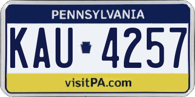 PA license plate KAU4257