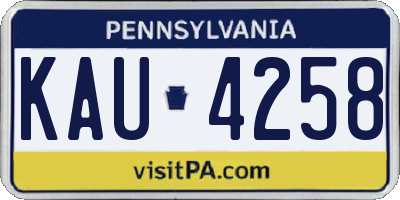 PA license plate KAU4258