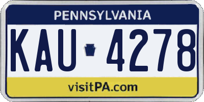 PA license plate KAU4278