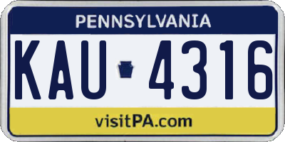 PA license plate KAU4316