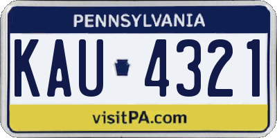 PA license plate KAU4321