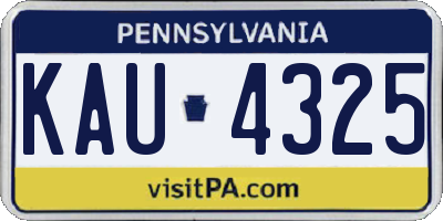 PA license plate KAU4325