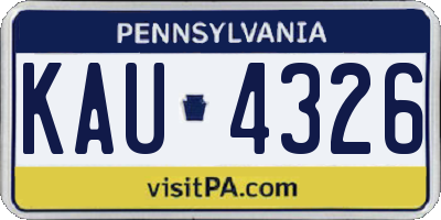 PA license plate KAU4326
