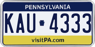 PA license plate KAU4333