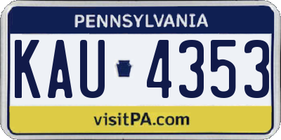 PA license plate KAU4353