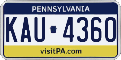 PA license plate KAU4360