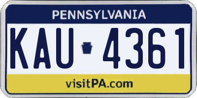 PA license plate KAU4361