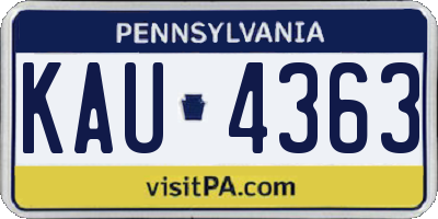 PA license plate KAU4363