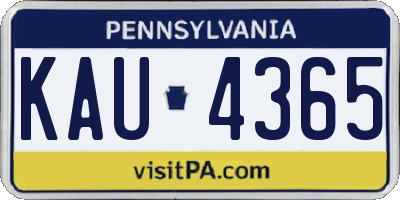 PA license plate KAU4365