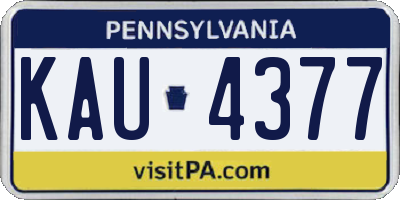 PA license plate KAU4377