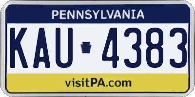 PA license plate KAU4383